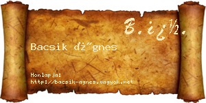Bacsik Ágnes névjegykártya